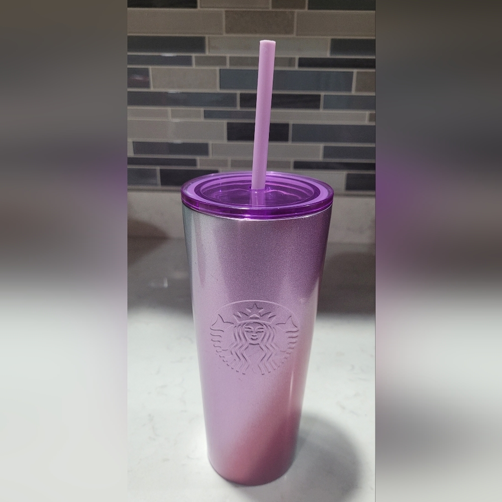 🔥2For$20 Starbucks Purple & Magenta Berry Glitter Ombre Tumbler HOLIDAY 2021